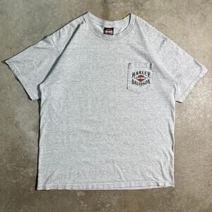 Y2K 2007 Harley Davidson Pompano Beach Florida Pocket Tee Mens XL Biker Shirt